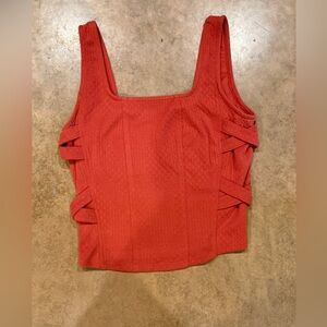 Gilded Intent Red Crop Top with Side Straps